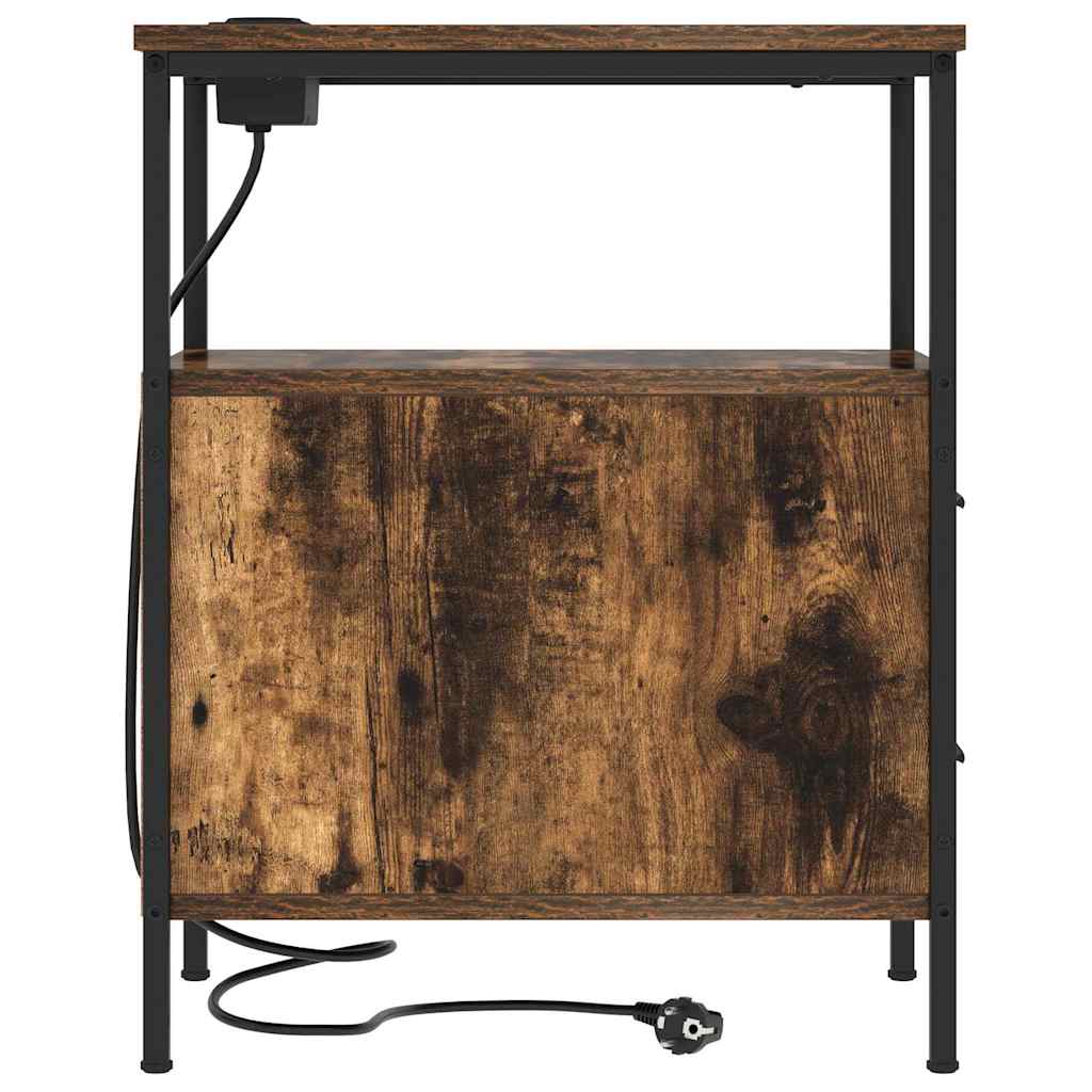 Nattbord 2 pcs Røkt eik 30 x 48 x 61 cm Konstruert tre