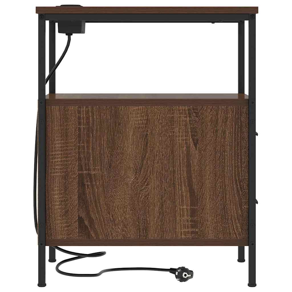 Nattbord med skuff brun eik 30 x 48 x 61 cm Konstruert tre