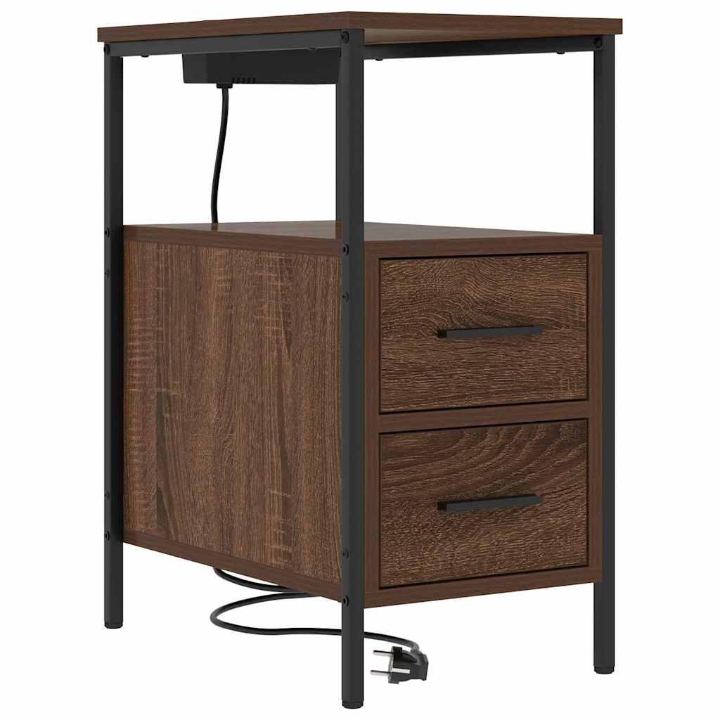 Nattbordskap 2 pcs Brun Eik 30 x 48 x 61 cm Konstruert tre