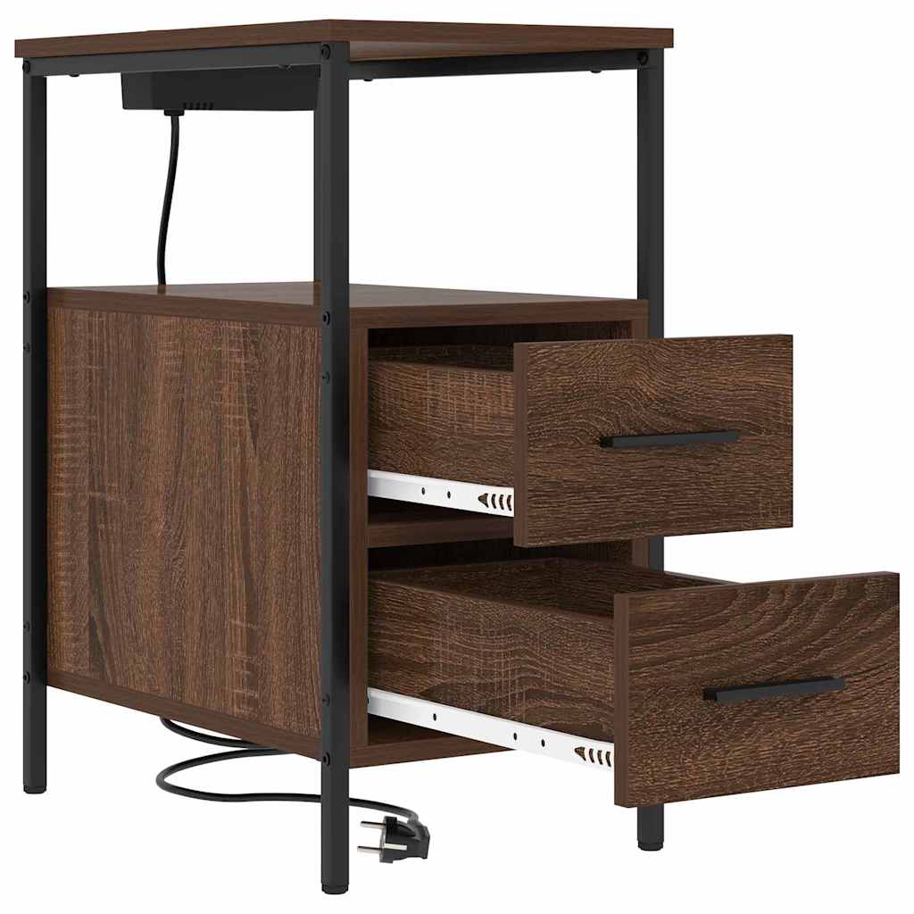 Nattbordskap 2 pcs Brun Eik 30 x 48 x 61 cm Konstruert tre
