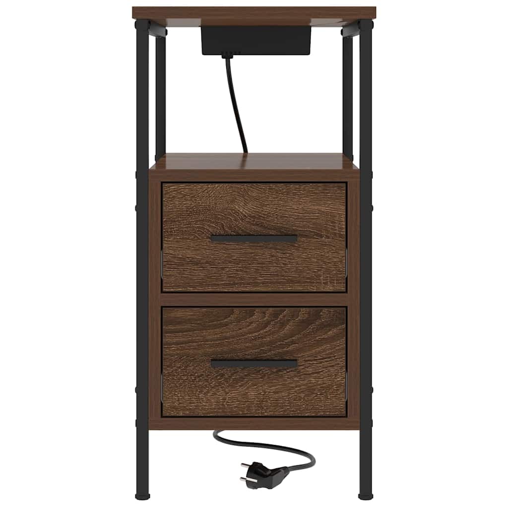 Nattbordskap 2 pcs Brun Eik 30 x 48 x 61 cm Konstruert tre