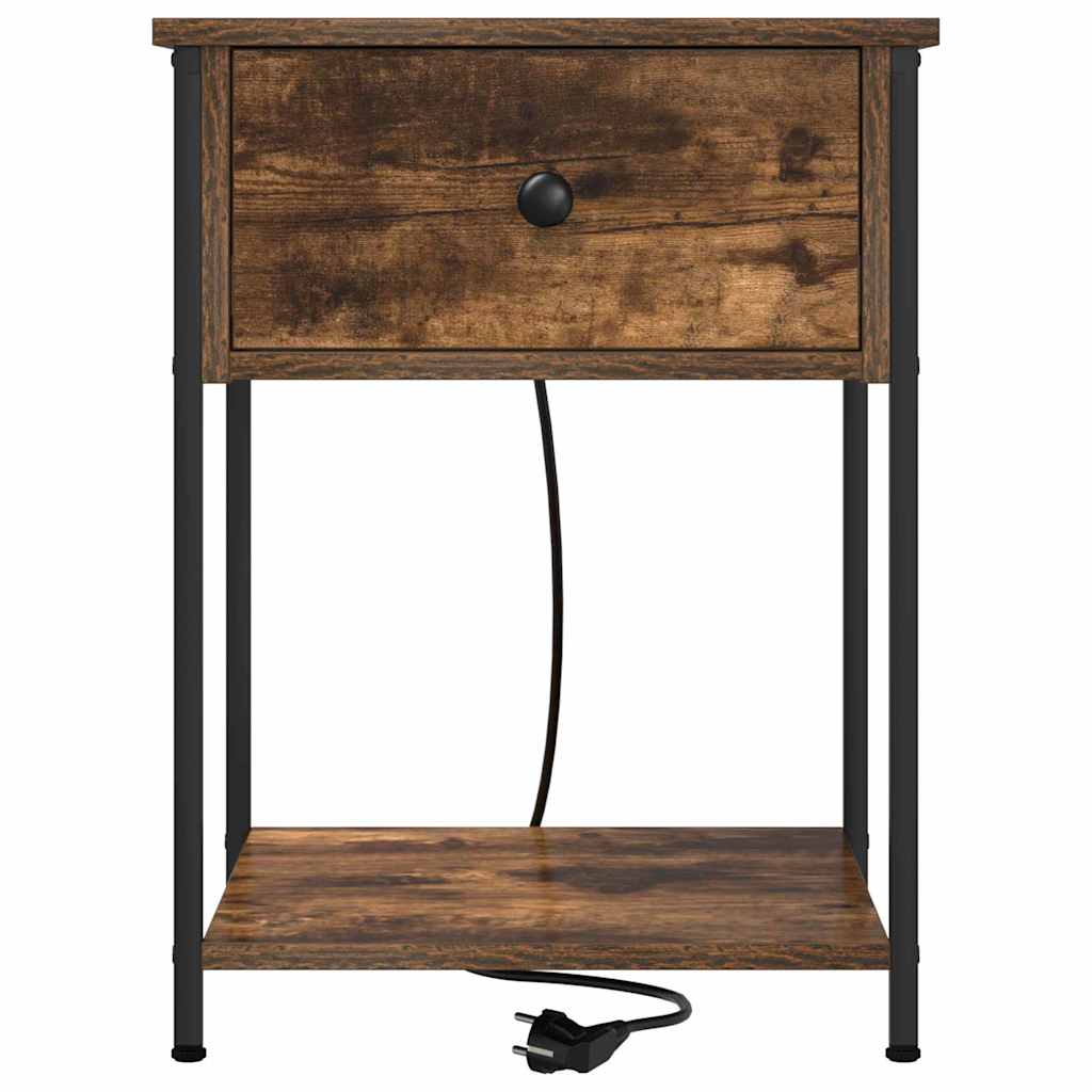 Nattbordskap med skuff Røkt eik 42 x 41 x 56 cm Konstruert tre