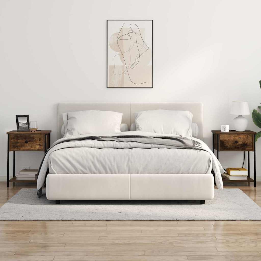 Nattbordskap 2 pcs Røkt eik 42 x 41 x 56 cm Konstruert tre