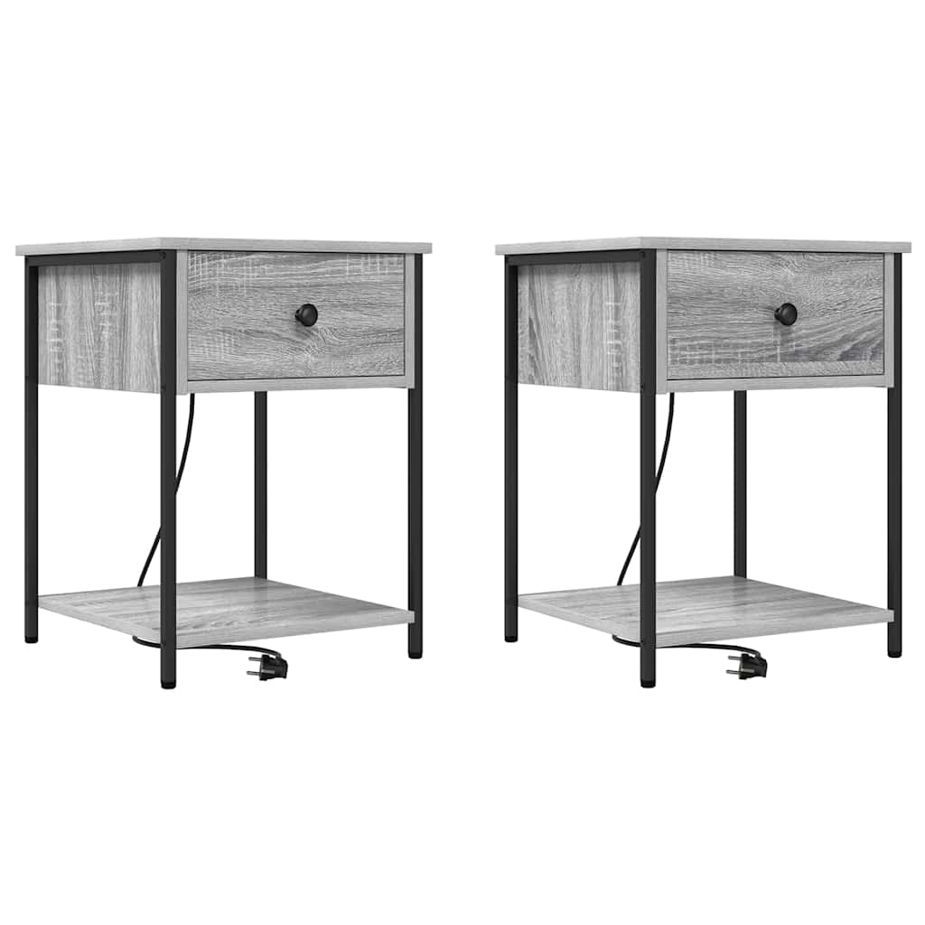 Nattbordskap 2 pcs Grå Sonoma 42 x 41 x 56 cm Konstruert tre