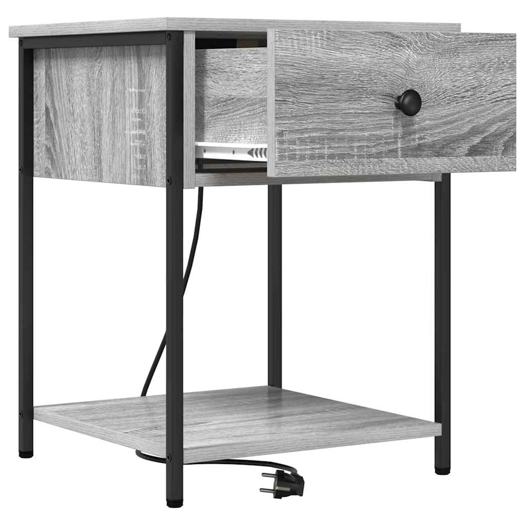 Nattbordskap 2 pcs Grå Sonoma 42 x 41 x 56 cm Konstruert tre