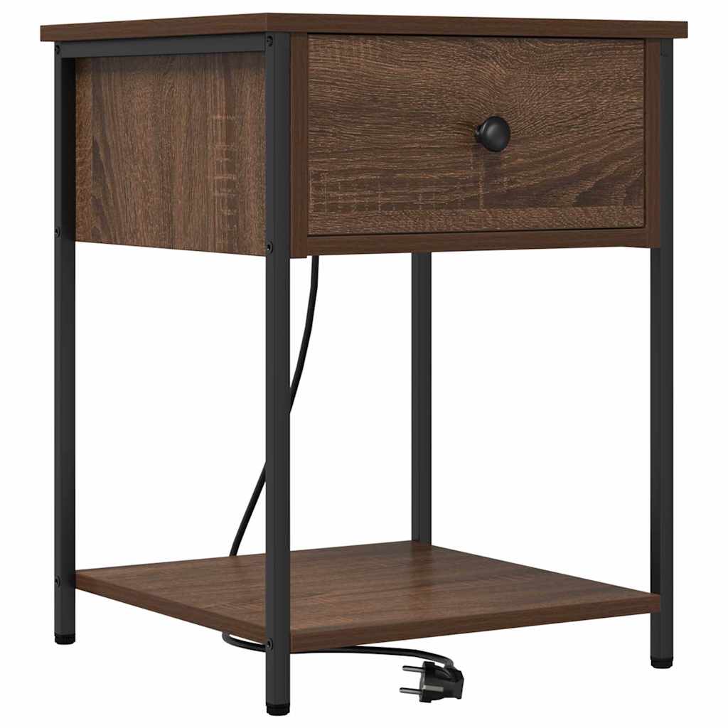 Nattbordskap 2 pcs Brun Eik 42 x 41 x 56 cm Konstruert tre