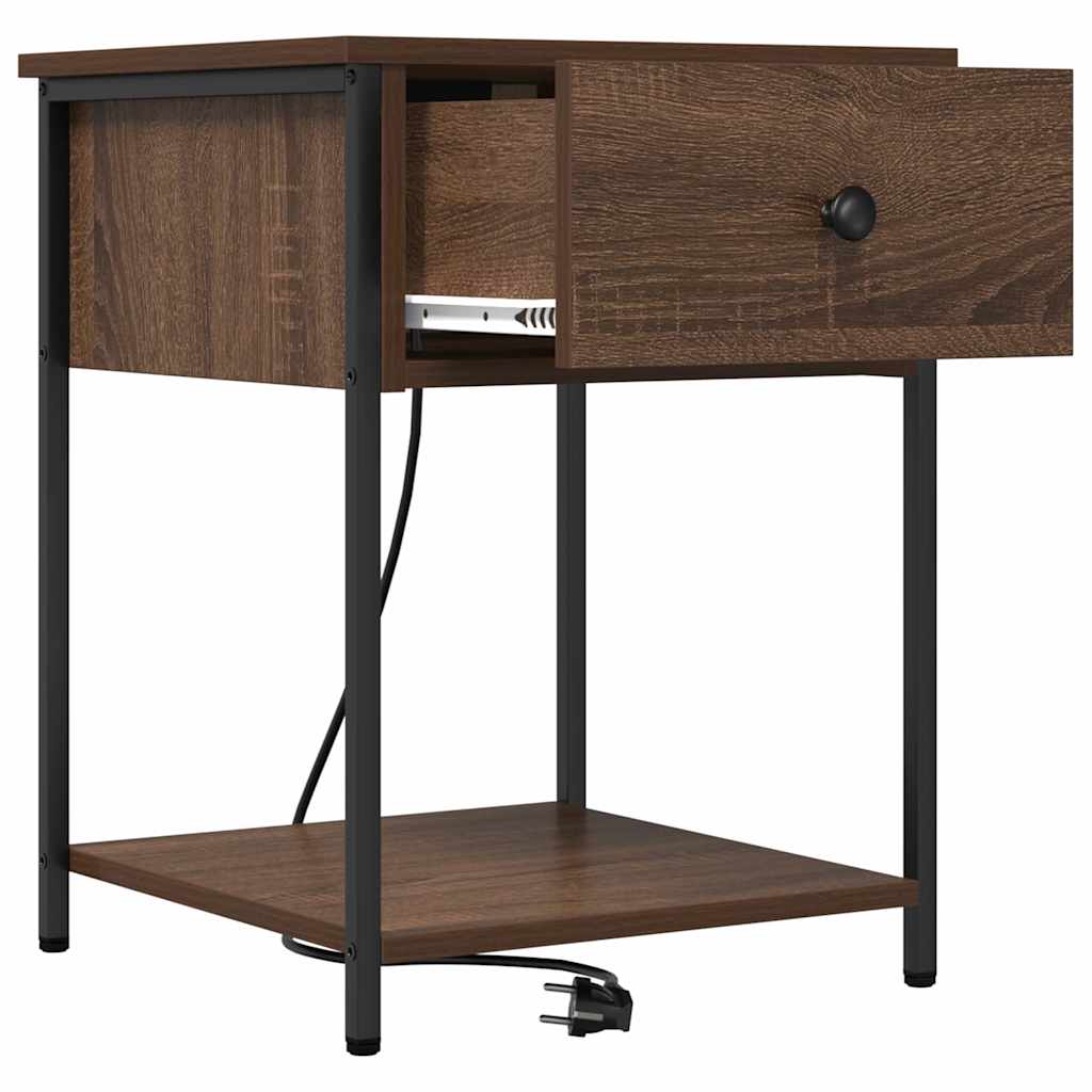 Nattbordskap 2 pcs Brun Eik 42 x 41 x 56 cm Konstruert tre