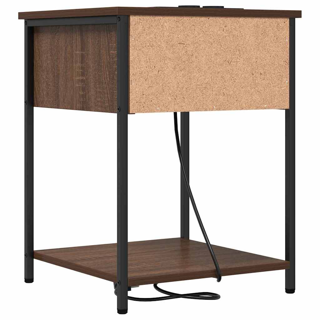 Nattbordskap 2 pcs Brun Eik 42 x 41 x 56 cm Konstruert tre