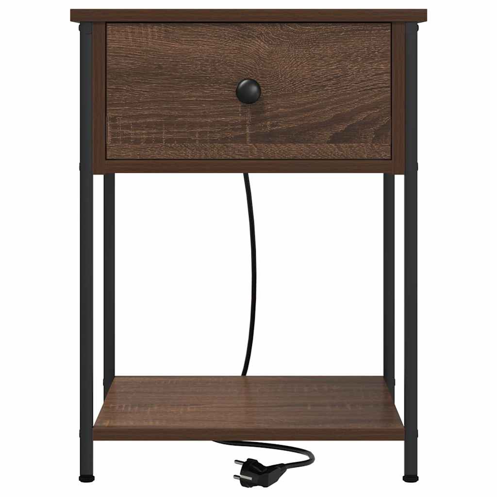 Nattbordskap 2 pcs Brun Eik 42 x 41 x 56 cm Konstruert tre