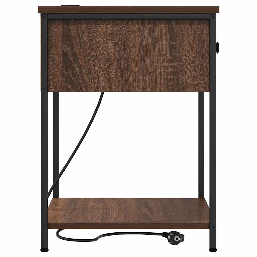 Nattbordskap 2 pcs Brun Eik 42 x 41 x 56 cm Konstruert tre