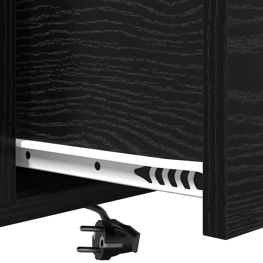 Nattbord med ladestasjon med skuff Svart eik Konstruert tre