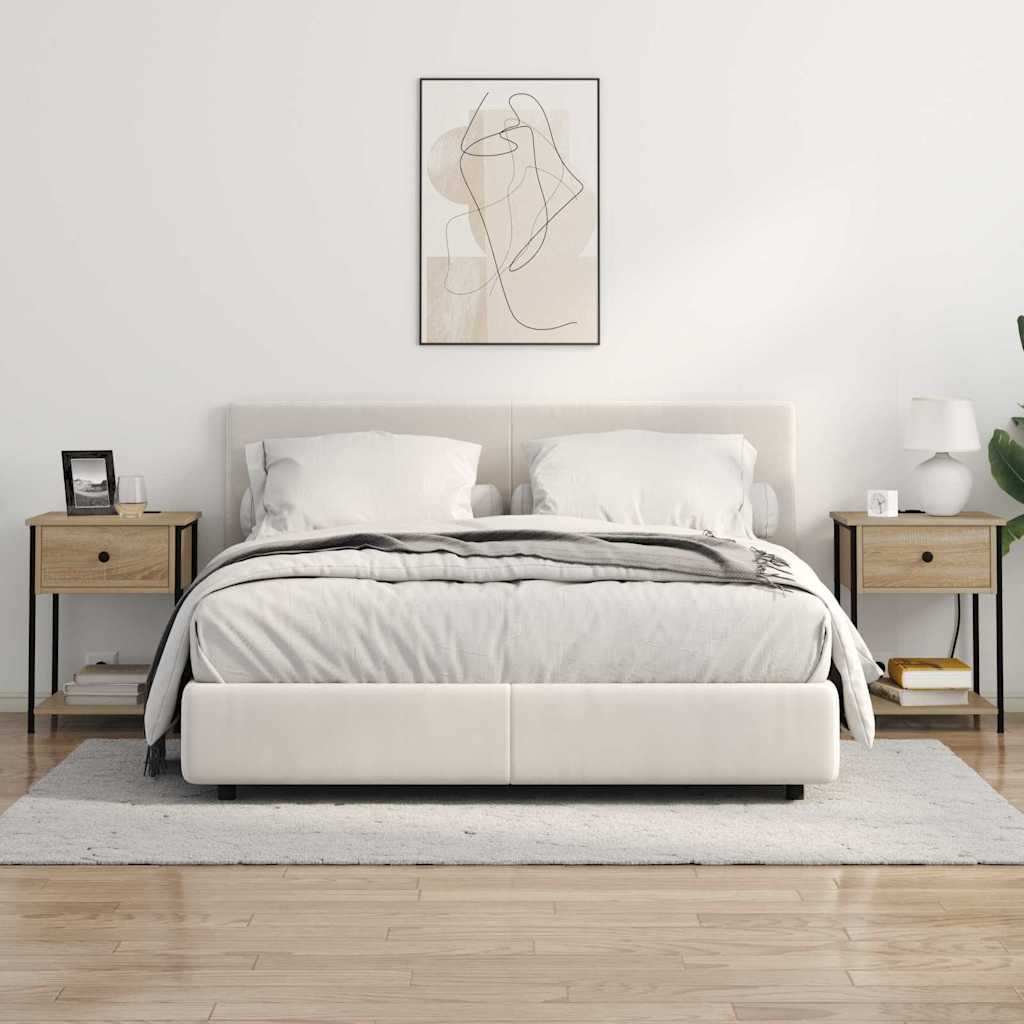 Nattbord med ladestasjon med skuff Sonoma eik Konstruert tre