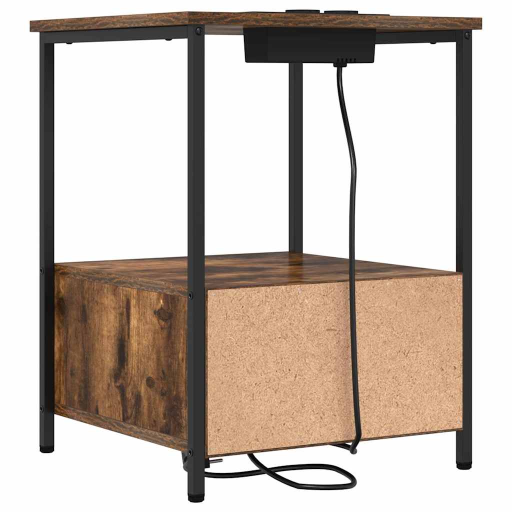 Nattbordskap 2 pcs Røkt eik 42 x 41 x 56 cm Konstruert tre