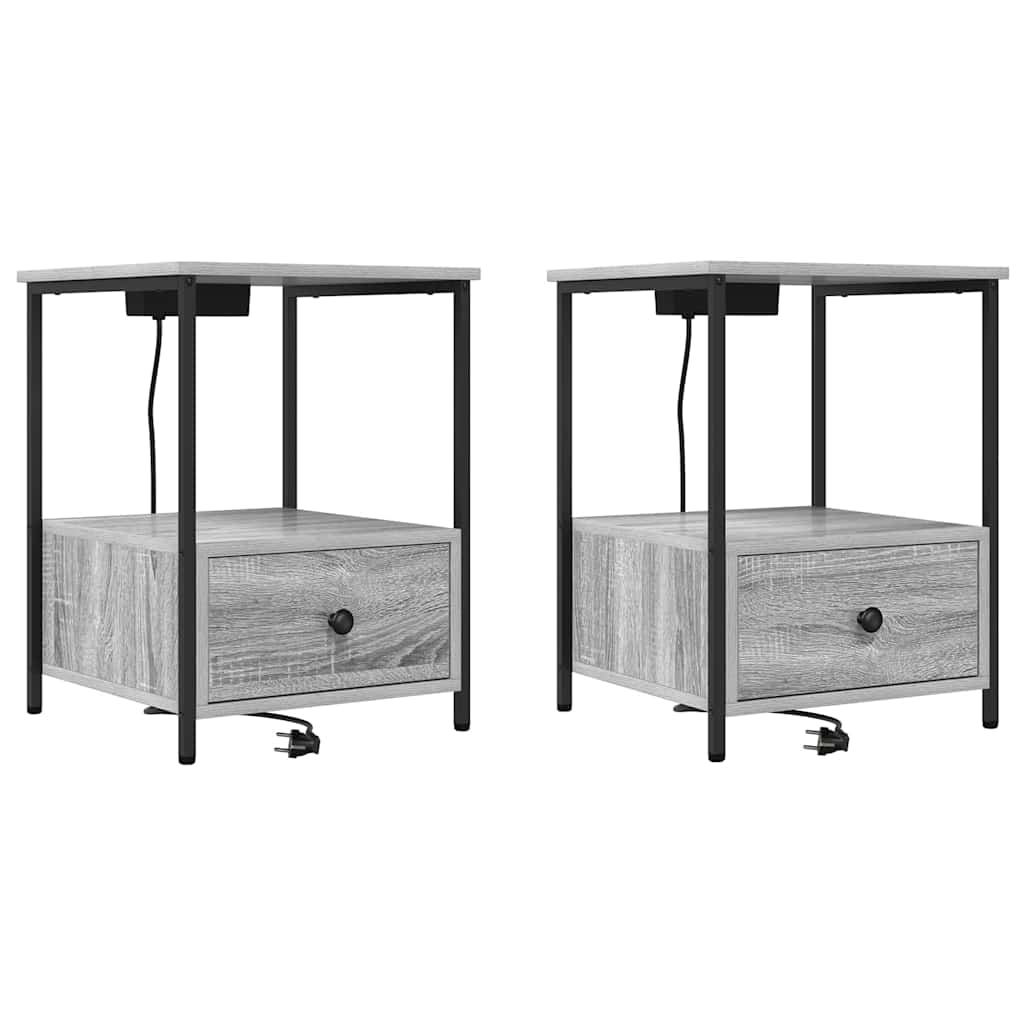 Nattbordskap 2 pcs Grå Sonoma 42 x 41 x 56 cm Konstruert tre