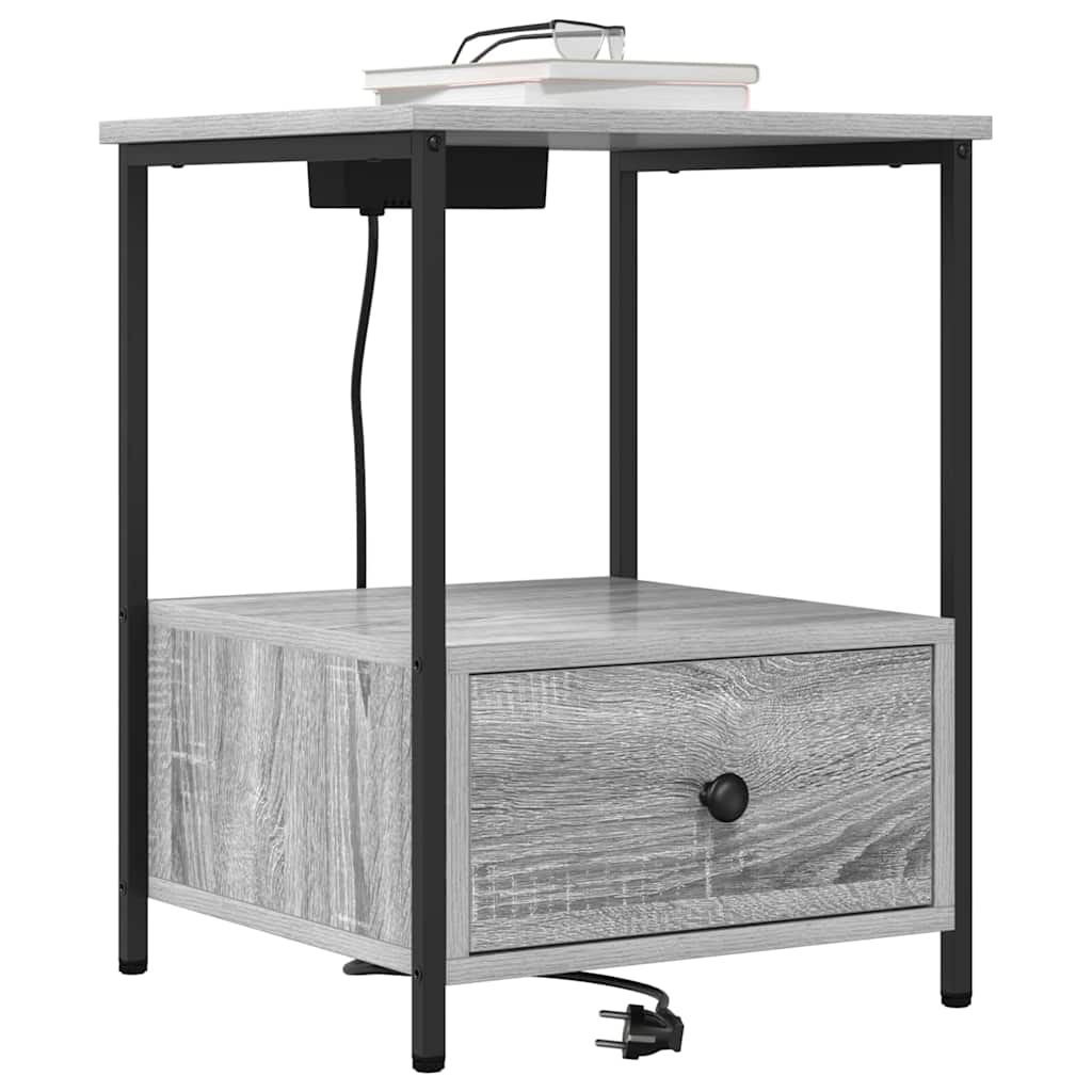 Nattbordskap 2 pcs Grå Sonoma 42 x 41 x 56 cm Konstruert tre
