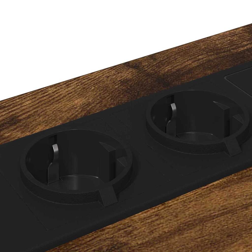 Nattbord med ladestasjon med skuff Røkt eik Konstruert tre