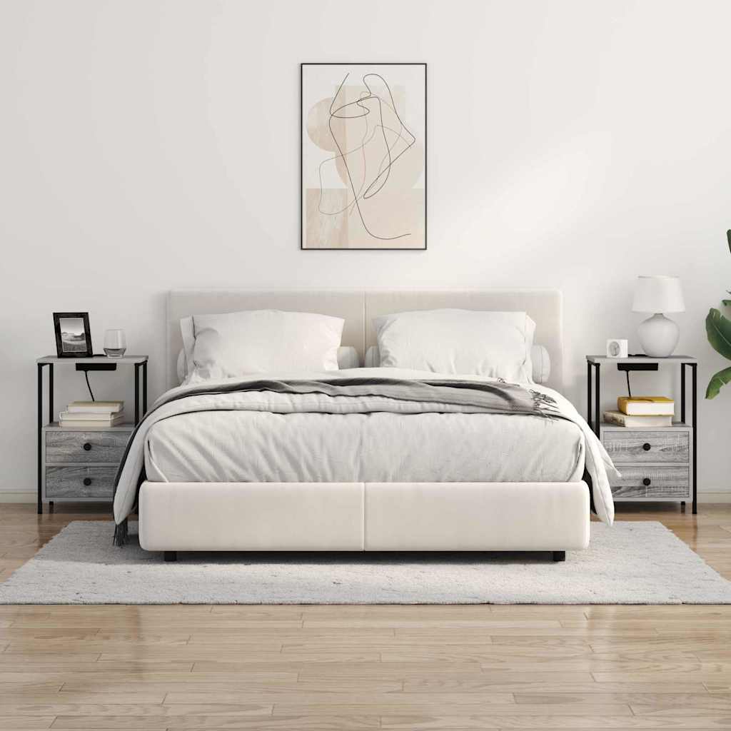 Nattbordskap 2 pcs Grå Sonoma 40 x 31 x 60 cm Konstruert tre