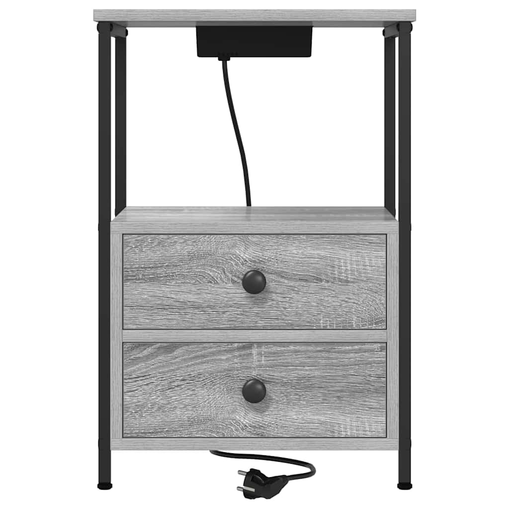 Nattbordskap 2 pcs Grå Sonoma 40 x 31 x 60 cm Konstruert tre