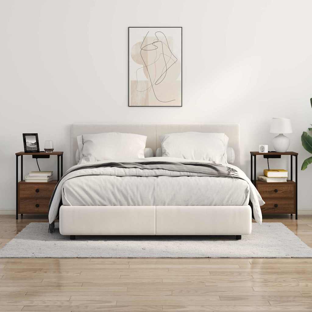 Nattbordskap med skuff Brun Eik 40 x 31 x 60 cm Konstruert tre