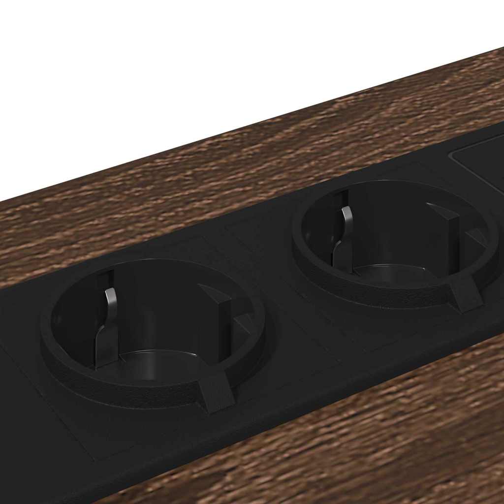 Nattbord med ladestasjon med skuff brun eik Konstruert tre