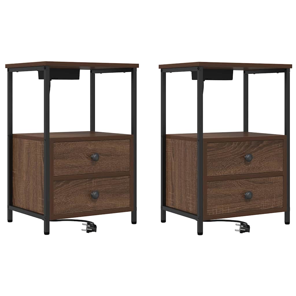 Nattbordskap 2 pcs Brun Eik 40 x 31 x 60 cm Konstruert tre