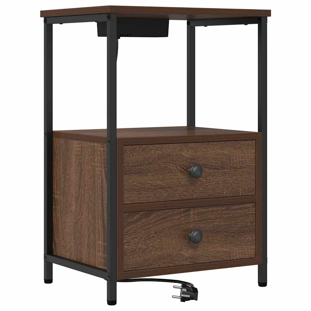 Nattbordskap 2 pcs Brun Eik 40 x 31 x 60 cm Konstruert tre