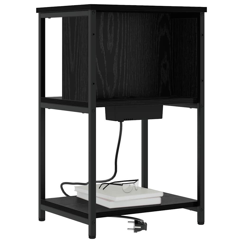Nattbordskap 2 pcs Svart Eik 38 x 31 x 61 cm Konstruert tre