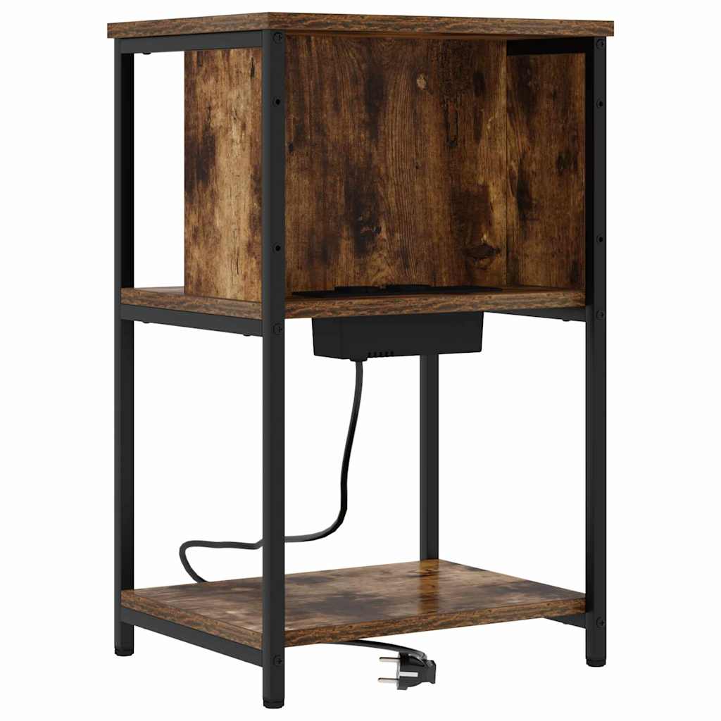Nattbordskap 2 pcs Røkt eik 38 x 31 x 61 cm Konstruert tre