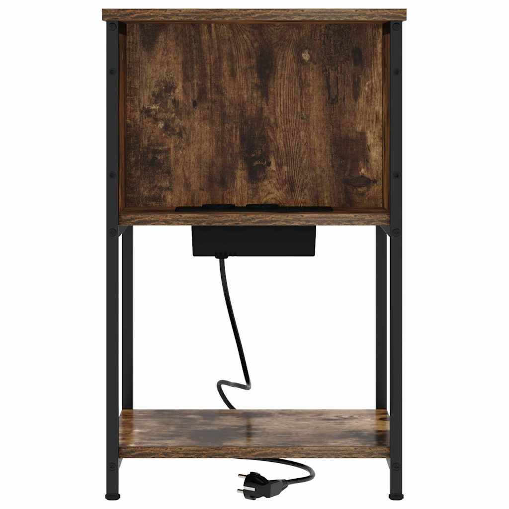 Nattbordskap 2 pcs Røkt eik 38 x 31 x 61 cm Konstruert tre