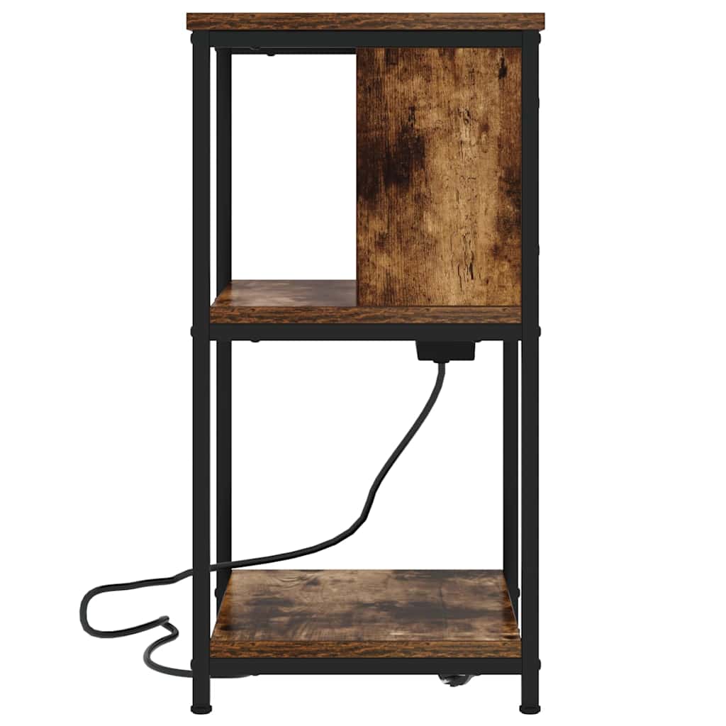 Nattbordskap 2 pcs Røkt eik 38 x 31 x 61 cm Konstruert tre