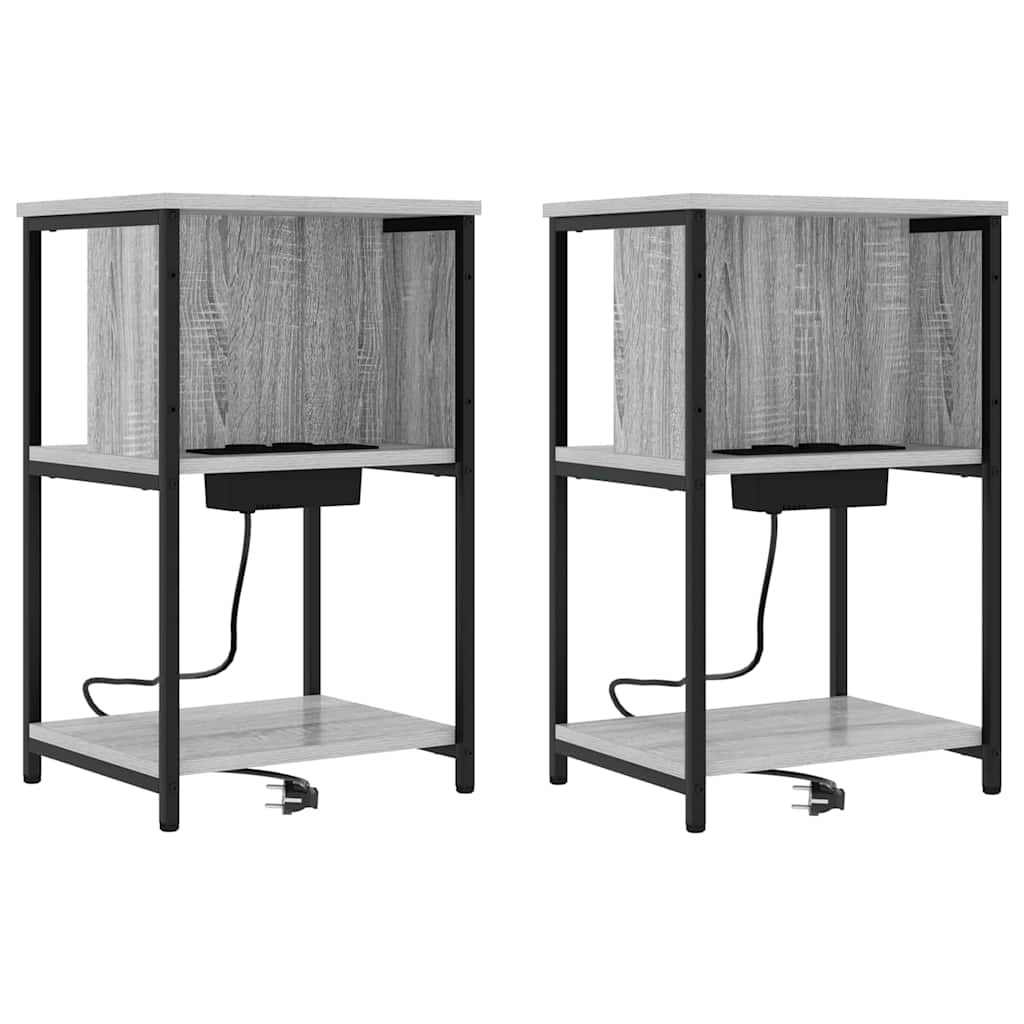 Nattbordskap 2 pcs Grå Sonoma 38 x 31 x 61 cm Konstruert tre