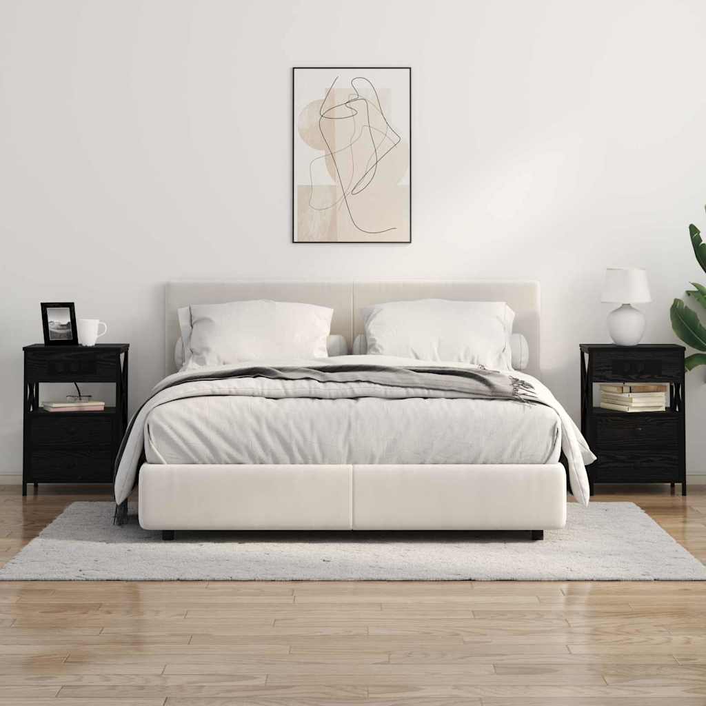 Nattbordskap med skuff Svart eik 40 x 31 x 60 cm Konstruert tre