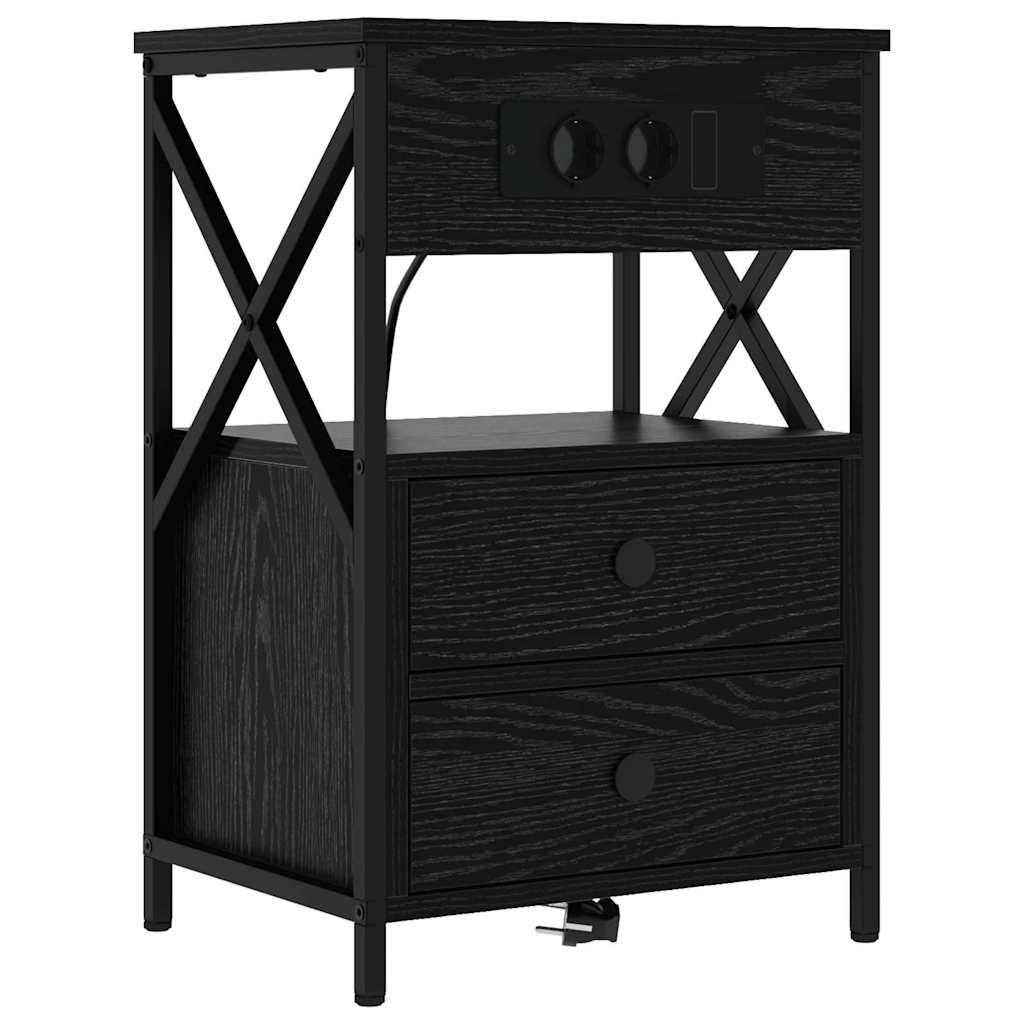 Nattbordskap 2 pcs Svart Eik 40 x 31 x 60 cm Konstruert tre