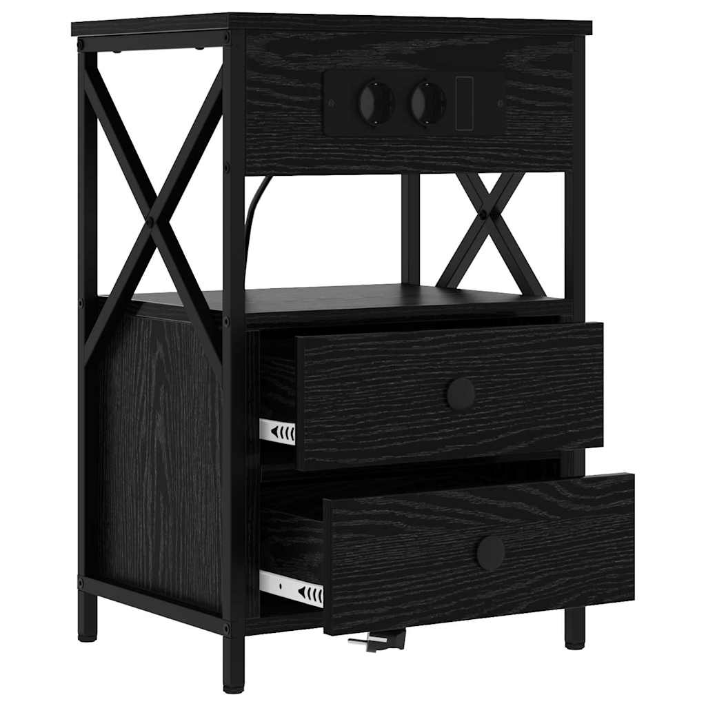 Nattbordskap 2 pcs Svart Eik 40 x 31 x 60 cm Konstruert tre