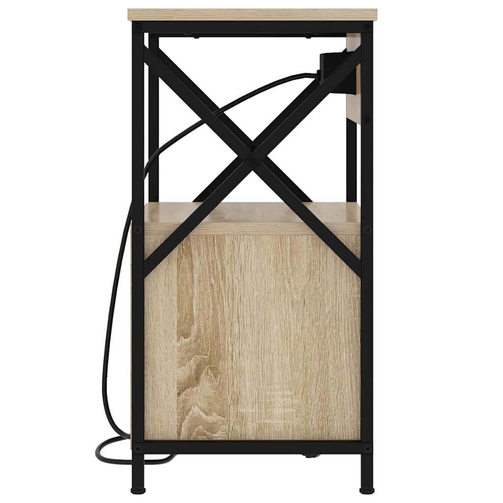 Nattbord med ladestasjon med skuff Sonoma eik 40 x 31 x 60 cm