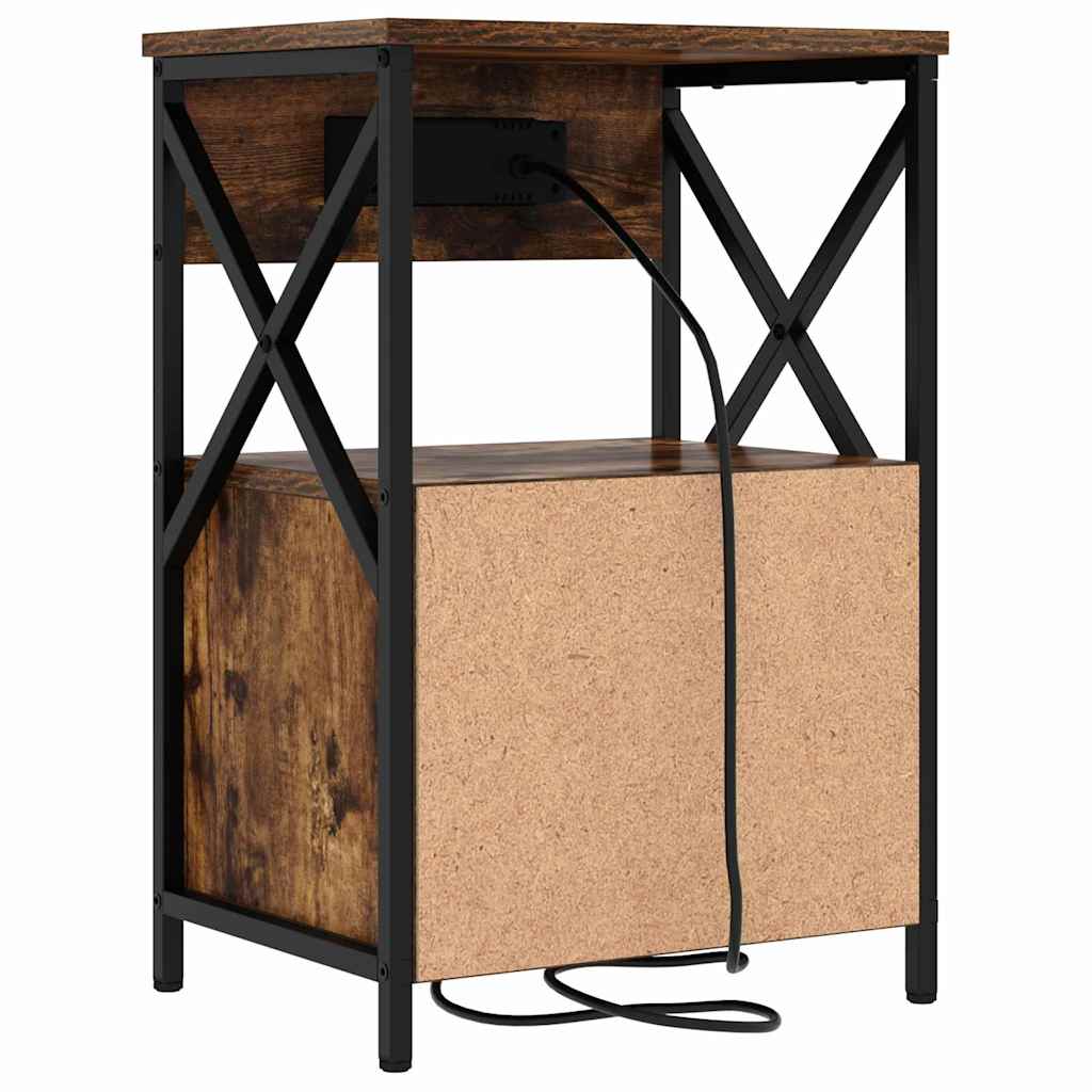 Nattbordskap 2 pcs Røkt eik 40 x 31 x 60 cm Konstruert tre