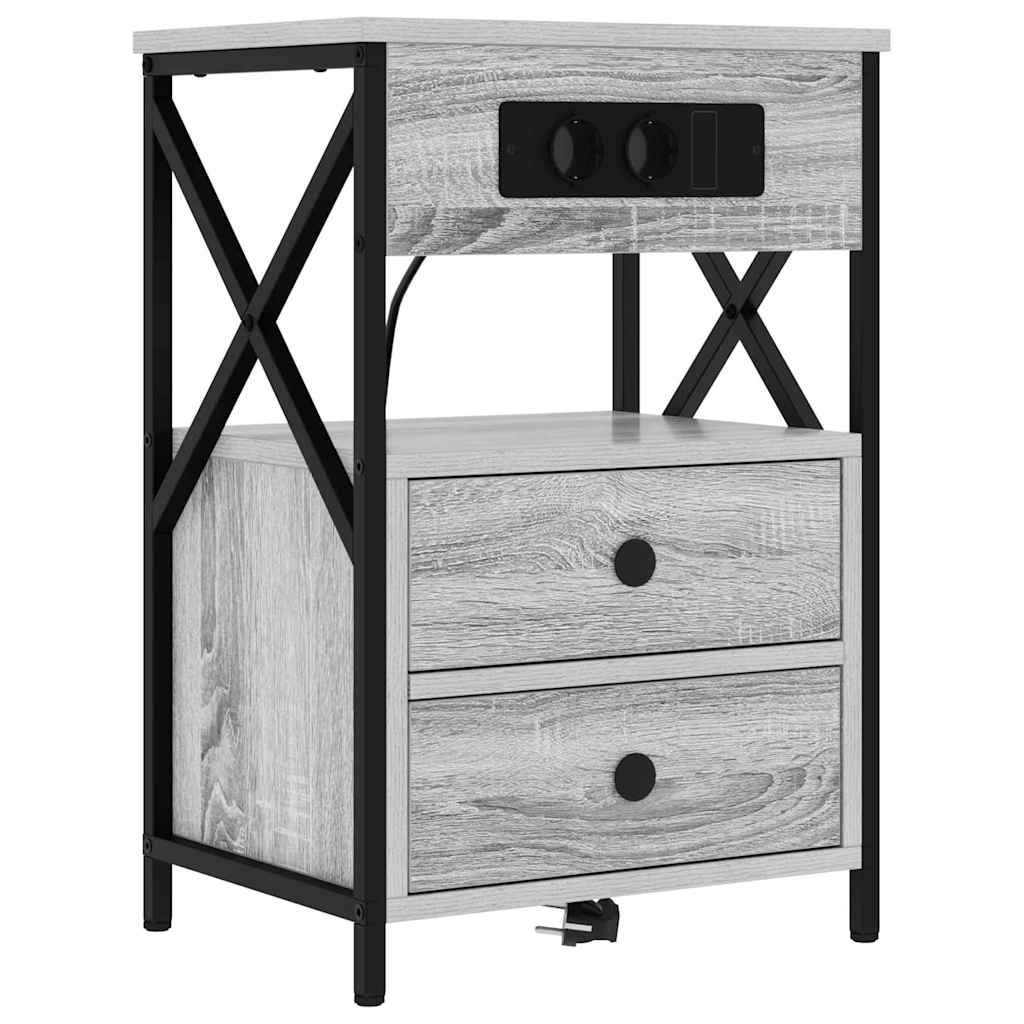 Nattbordskap 2 pcs Grå Sonoma 40 x 31 x 60 cm Konstruert tre