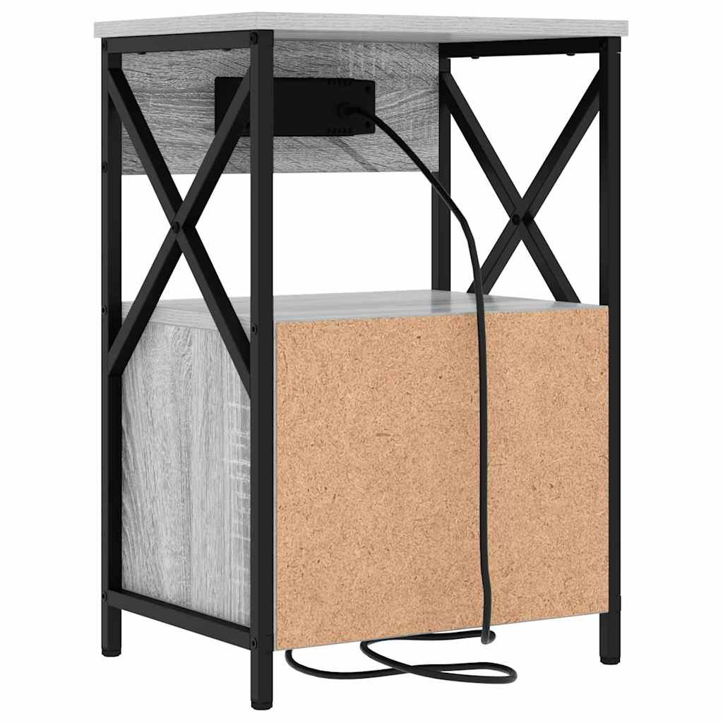 Nattbordskap 2 pcs Grå Sonoma 40 x 31 x 60 cm Konstruert tre