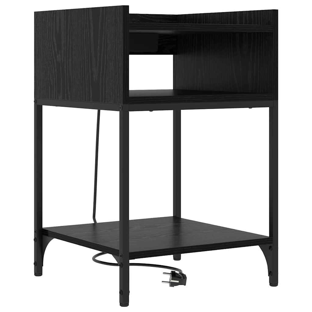Nattbordskap med hylle Svart Eik 40 x 40 x 61 cm Konstruert tre