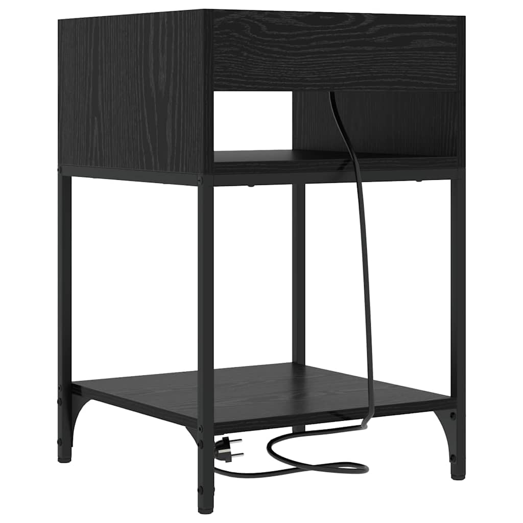 Nattbordskap med hylle Svart Eik 40 x 40 x 61 cm Konstruert tre