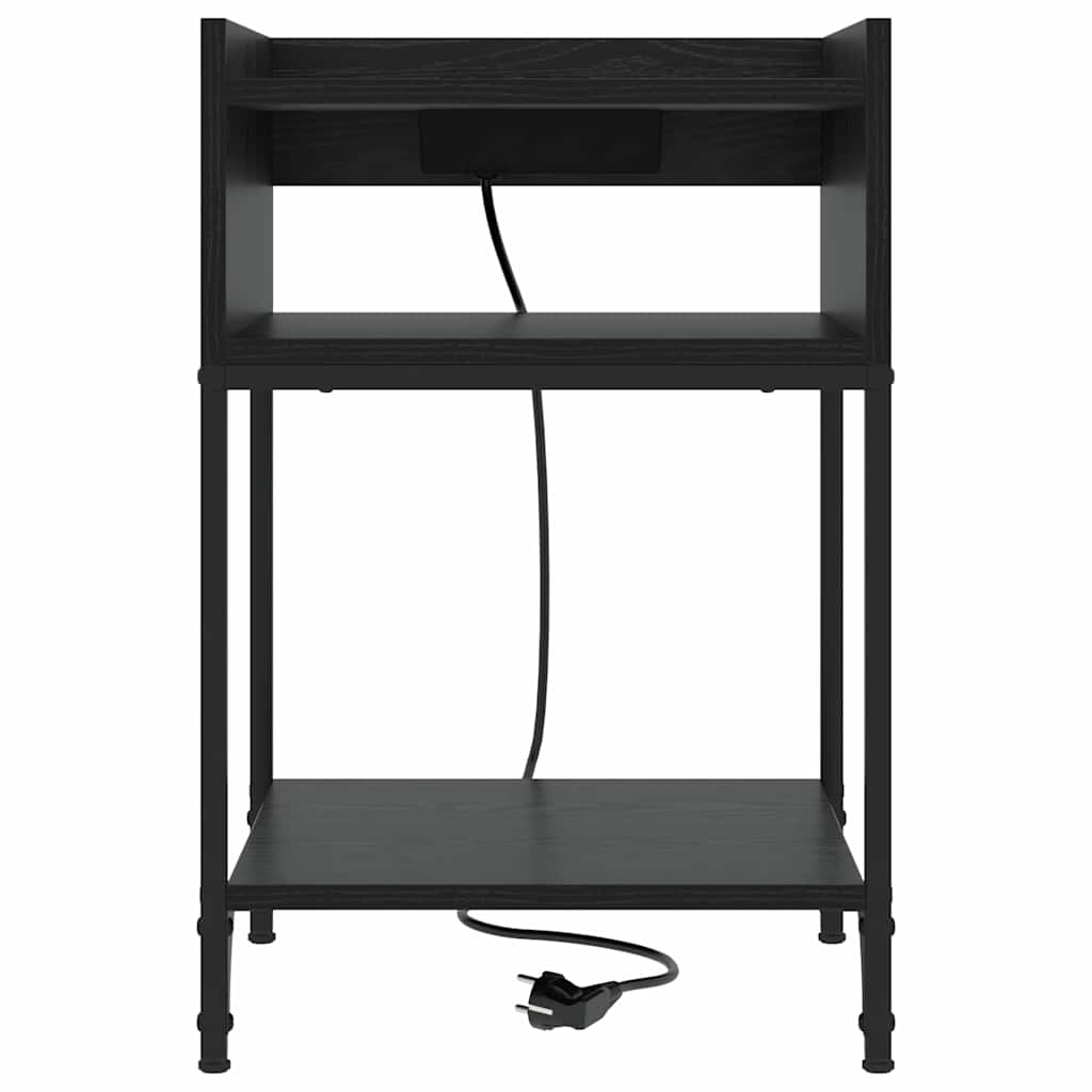 Nattbordskap med hylle Svart Eik 40 x 40 x 61 cm Konstruert tre