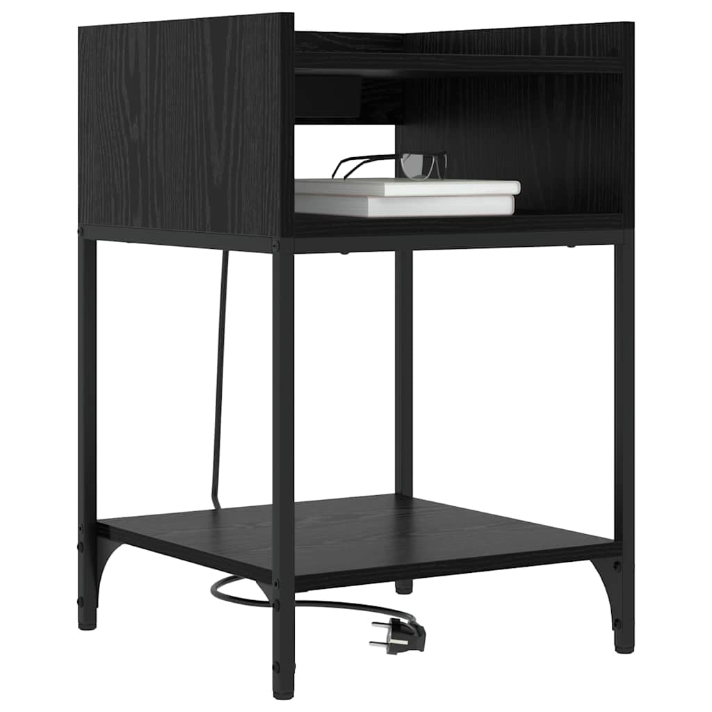 Nattbordskap 2 pcs Svart Eik 40 x 40 x 61 cm Konstruert tre