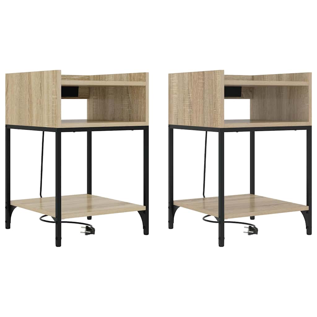 Nattbordskap 2 pcs Sonoma eik 40 x 40 x 61 cm Konstruert tre