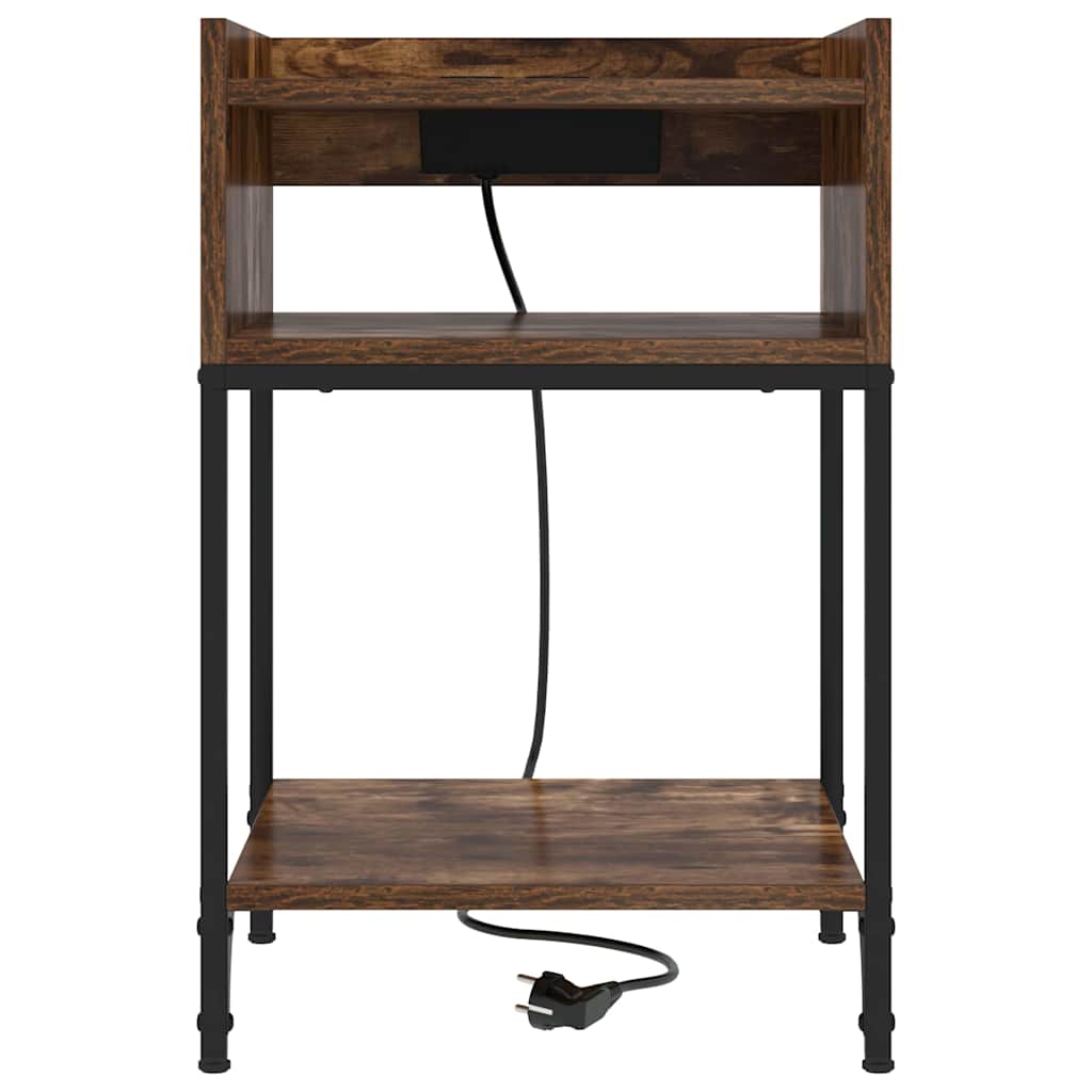 Nattbord med hylle Røkt eik 40 x 40 x 61 cm Konstruert tre