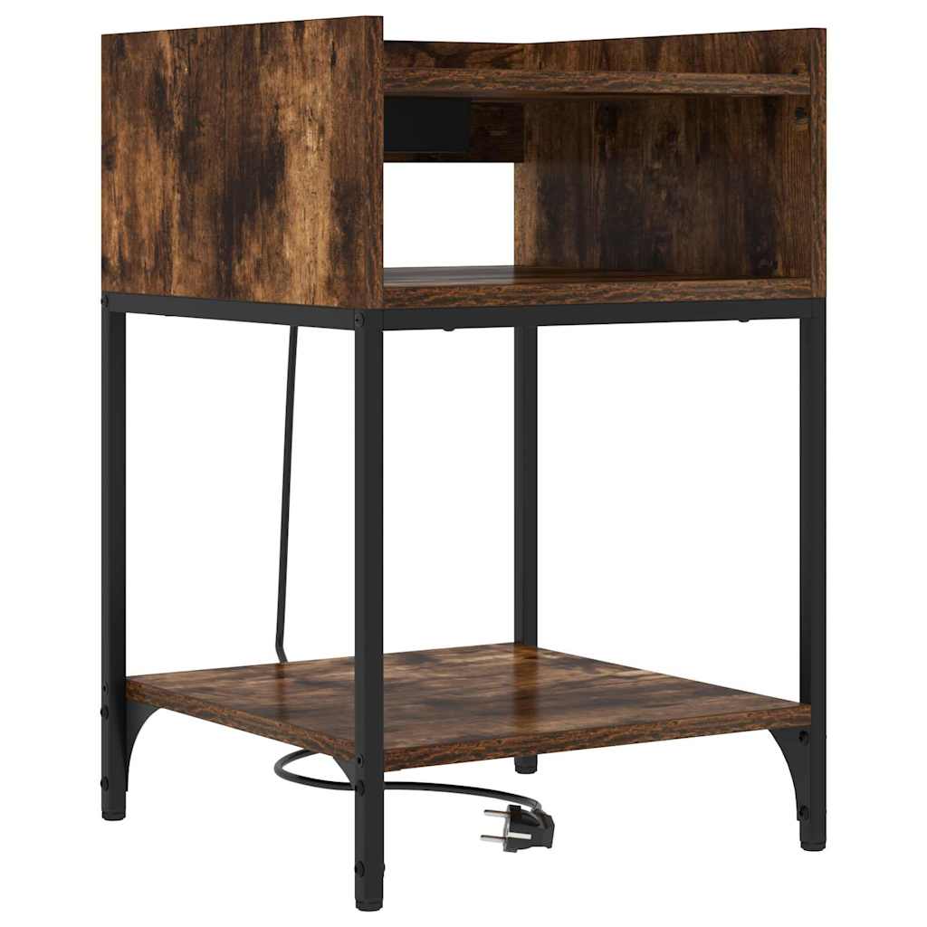 Nattbordskap 2 pcs Røkt eik 40 x 40 x 61 cm Konstruert tre
