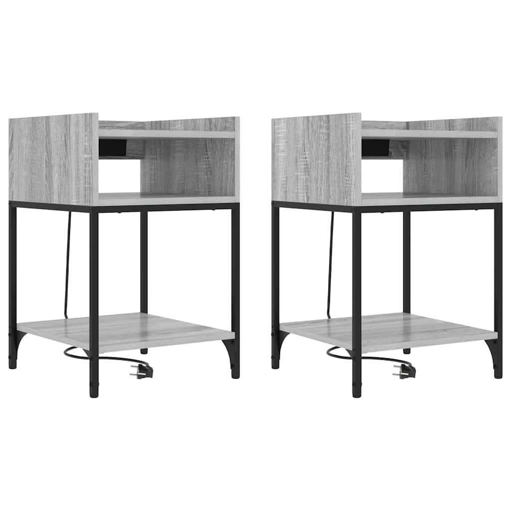 Nattbordskap 2 pcs Grå Sonoma 40 x 40 x 61 cm Konstruert tre