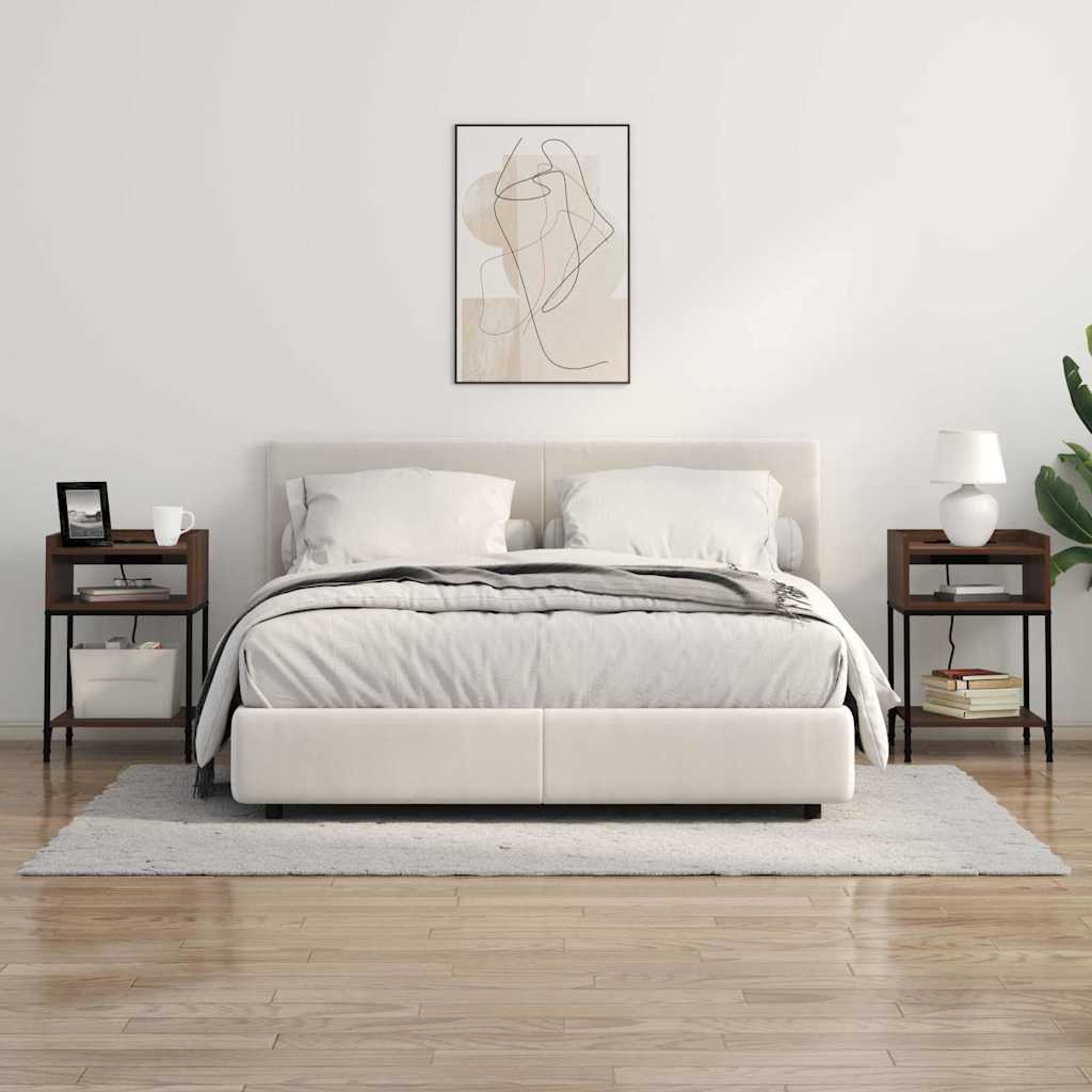 Nattbord 2 pcs brun eik 40 x 40 x 61 cm Konstruert tre