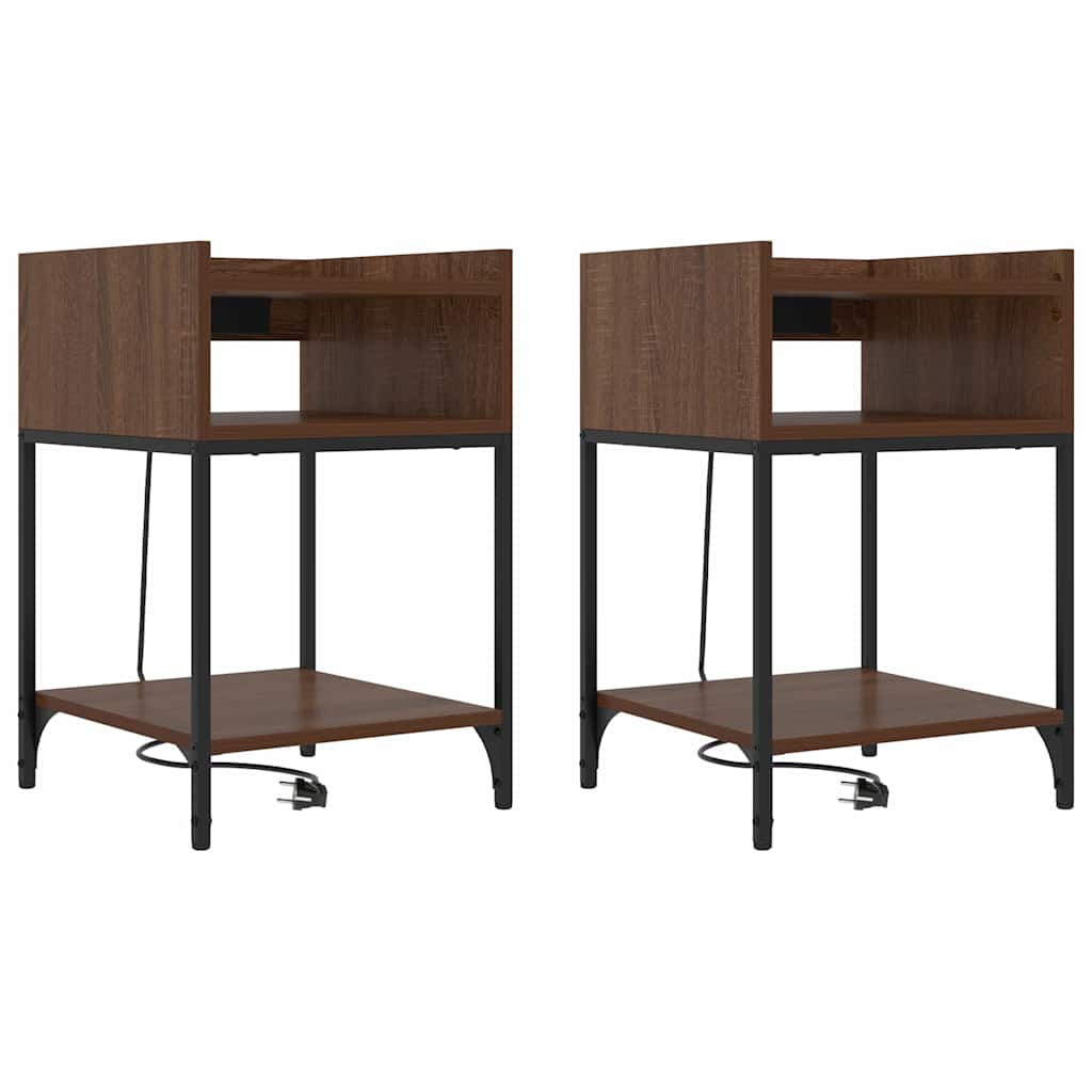 Nattbordskap 2 pcs Brun Eik 40 x 40 x 61 cm Konstruert tre vidaXL
