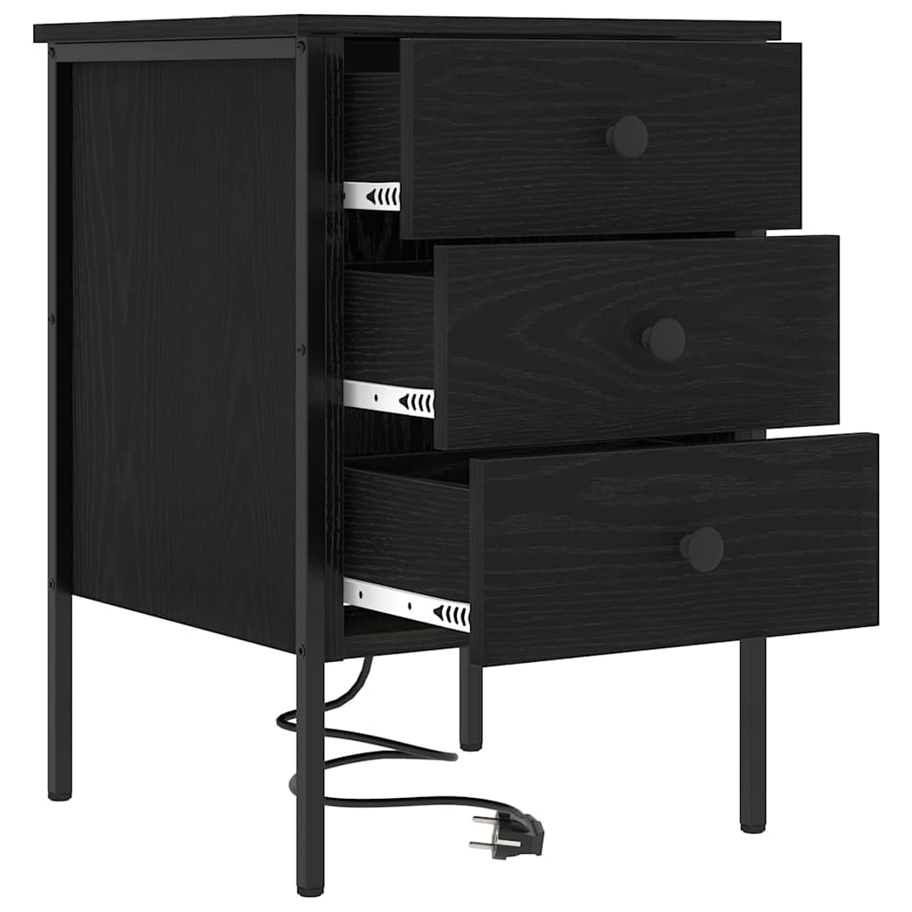 Nattbordskap 2 pcs Svart eik 42 x 41 x 61 cm Konstruert tre