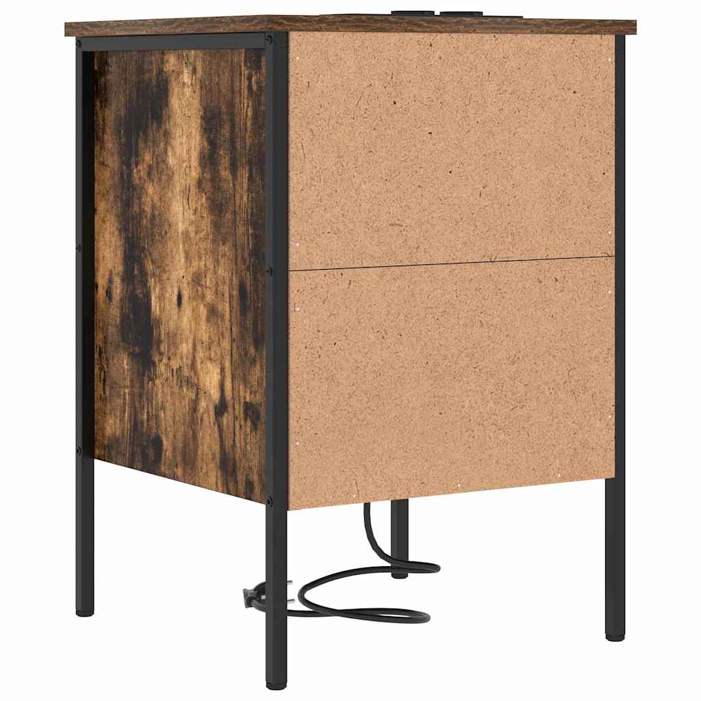 Nattbordskap med skuff Røkt eik 42 x 41 x 61 cm Konstruert tre